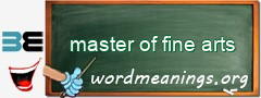 WordMeaning blackboard for master of fine arts